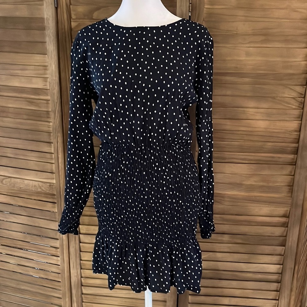 Topshop Smocked Polka Dot Mini Dress Size 6 - Picture 4 of 14